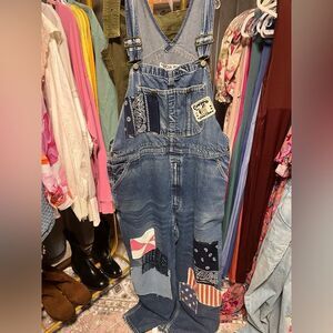 Tricia Fix Exclusive One-of-a-Kind Reworked Patchwork Americana Overalls